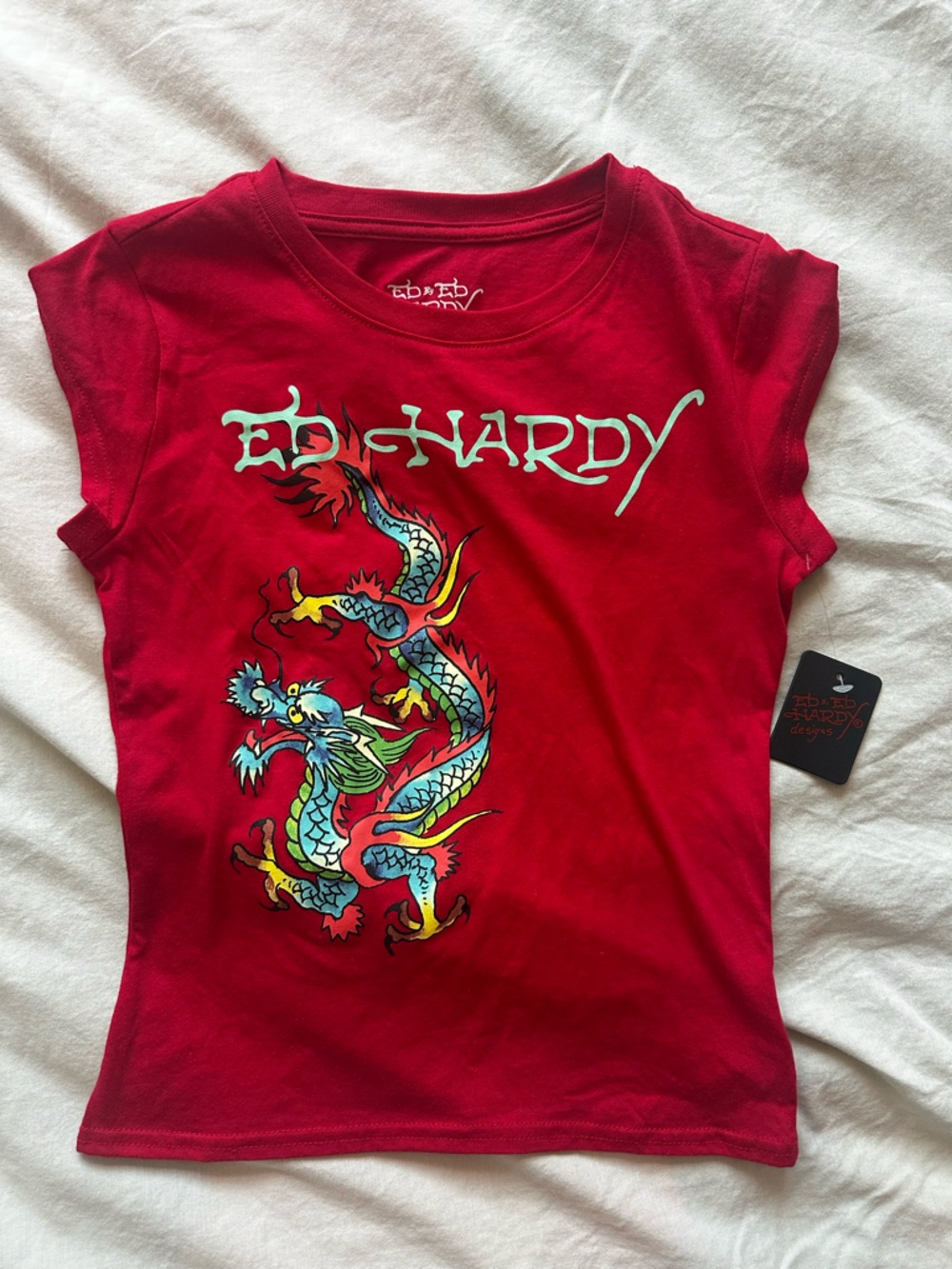 Ed Hardy Heart Dagger Graphic T-Shirt Olive Green Cotton Tee Size M